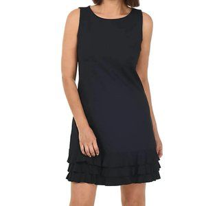 Black Sleeveless Ruffle Trim Dress UPF50+ Sun Protection